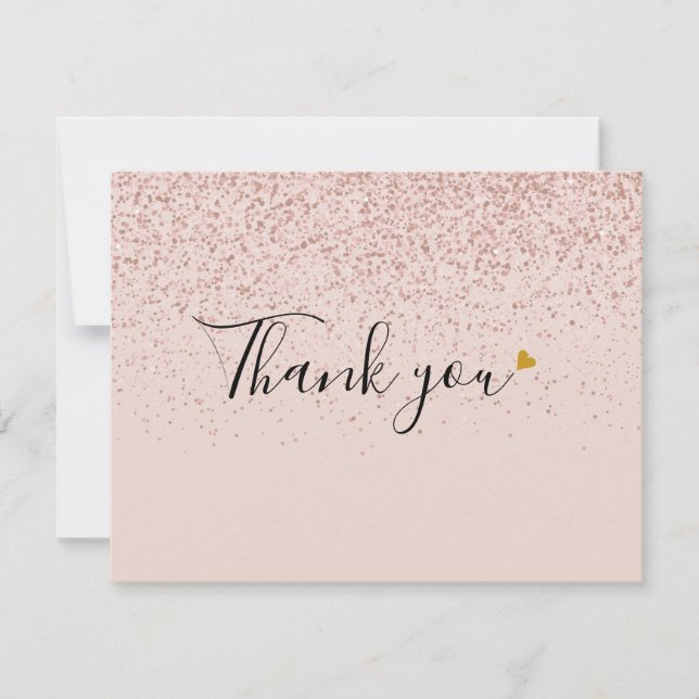 Carte De Remerciements Parties scintillant rose Gold (Devant)