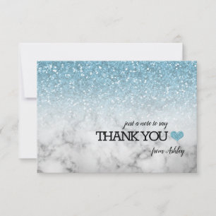 Carte De Remerciements Parties scintillant Sky Blue Faux/Marble Sweet 16