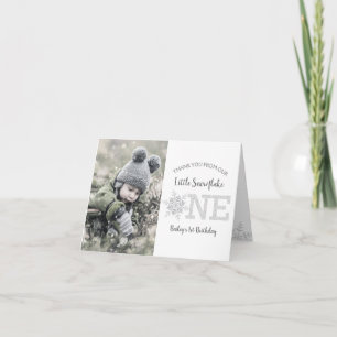 Carte De Remerciements Parties scintillant Snowflakes 1er anniversaire Ca