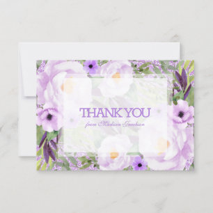 Carte De Remerciements Parties scintillant tendance Purple Floral Sweet 1