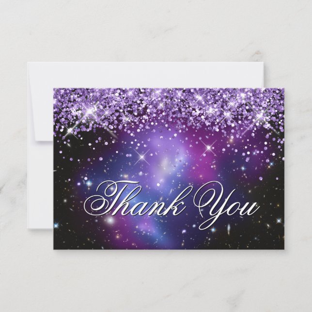 Carte De Remerciements Parties scintillant violette brune violet violet p (Devant)