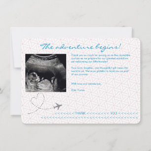 Carte De Remerciements Passeport Bébé Voyage Globe Bleu Baby Shower