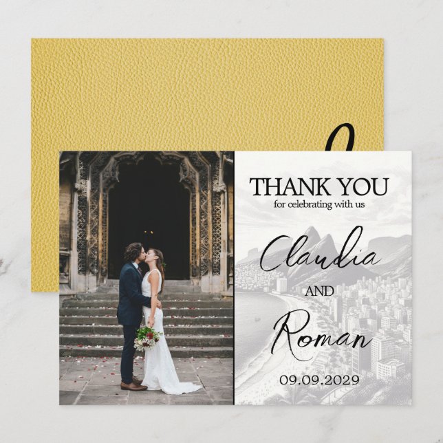 Carte De Remerciements Passeport du Brésil jaune (Devant / Derrière)