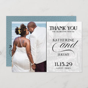 Carte De Remerciements Passeport Mexique bleu ardoise