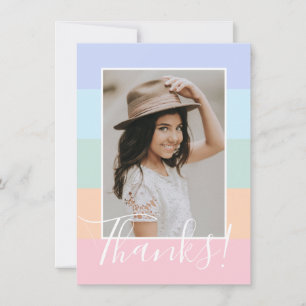 Carte De Remerciements Pastel Arc-en-ciel Couleur Blocage Bandes Photo Me
