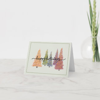 Carte De Remerciements Pastel Christmas Trees “Happy Holidays” Card