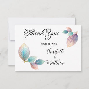Carte De Remerciements Pastel Iridescente Feuille Mariage Dreamy Pastels