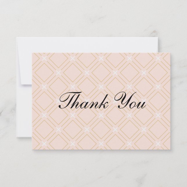 Carte De Remerciements Pastel Peach et Gold Géométrique (Devant)