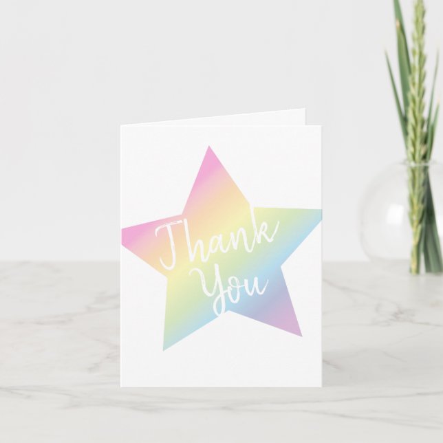 Carte De Remerciements Pastel Rainbow Stars Baby shower Simple Moderne (Devant)