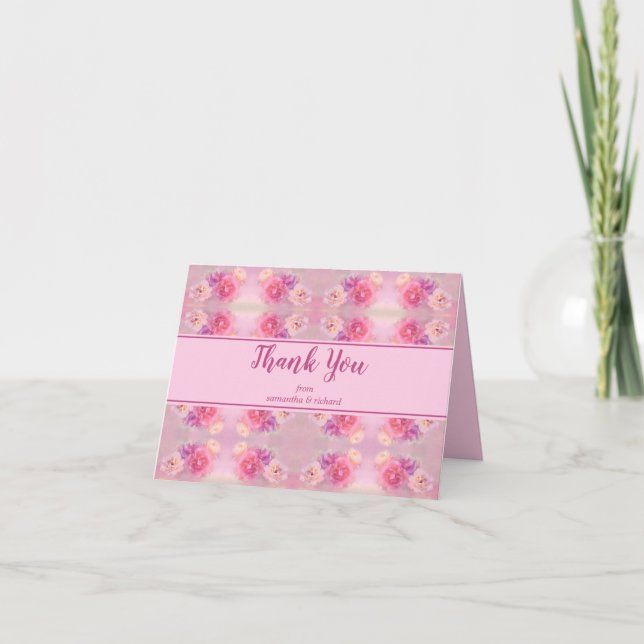 Carte De Remerciements Pastel Rose (Devant)