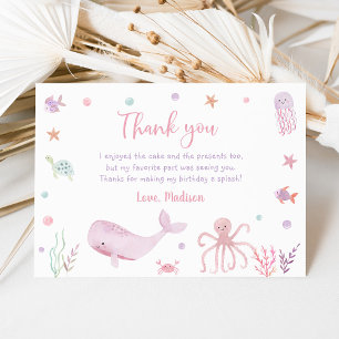 Carte De Remerciements Pastel rose sous la mer Anniversaire