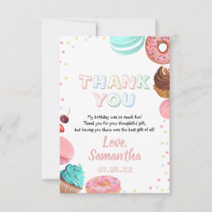 Carte De Remerciements Pastel Sweet Candy Lolipop Cupcake Donut Anniversa