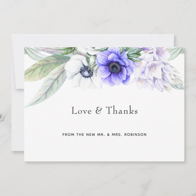 Carte De Remerciements Pastel Violet Floral Mariage (Devant)