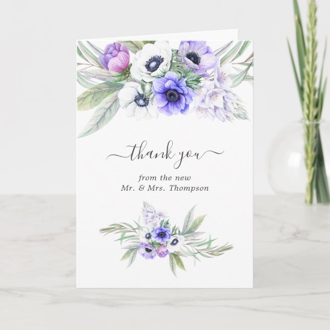 Carte De Remerciements Pastel Violet Floral Mariage Photo (Devant)