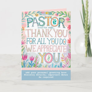 Carte De Remerciements ✝️ Pasteur Anniversaire de l'appréciation de l'épo