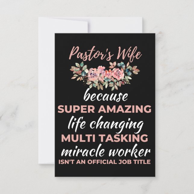 Carte De Remerciements Pasteur's Wife Because Super Amazing Life Changing (Devant)