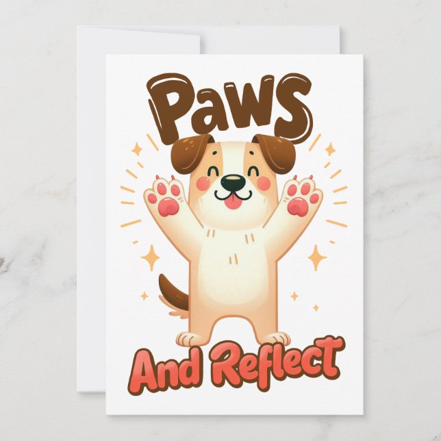 Carte De Remerciements Pâtes Et Refléter Le Chien Mignonne (Devant)