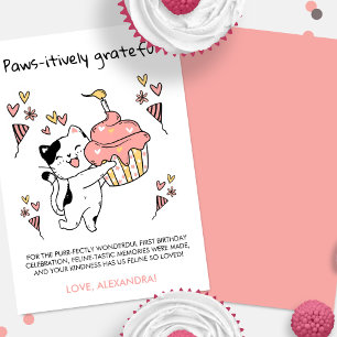 Carte De Remerciements Pâtes reconnaissante Kitten 1er anniversaire