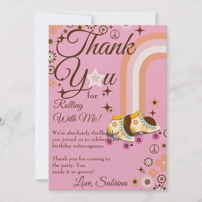 Carte De Remerciements Patinage à rouleaux Anniversaire (Devant)