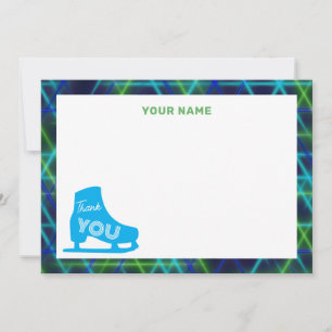 Carte De Remerciements Patinage sur glace Neon Glow Boys fête d'anniversa