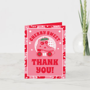 Carte De Remerciements Patins Cherry   Anniversaire de Roller Skating Rét