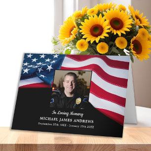 Carte De Remerciements Patriotique USA Drapeau policier Memorial funérail
