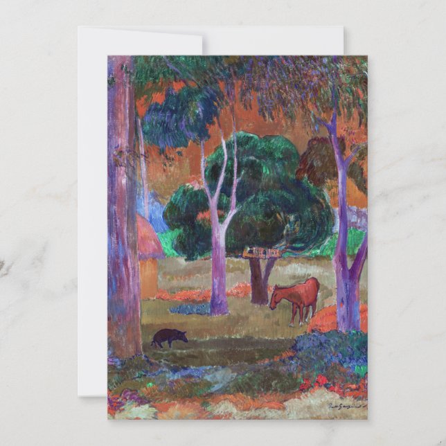 Carte De Remerciements Paul Gauguin - Paysage avec un cochon et un cheval (Devant)