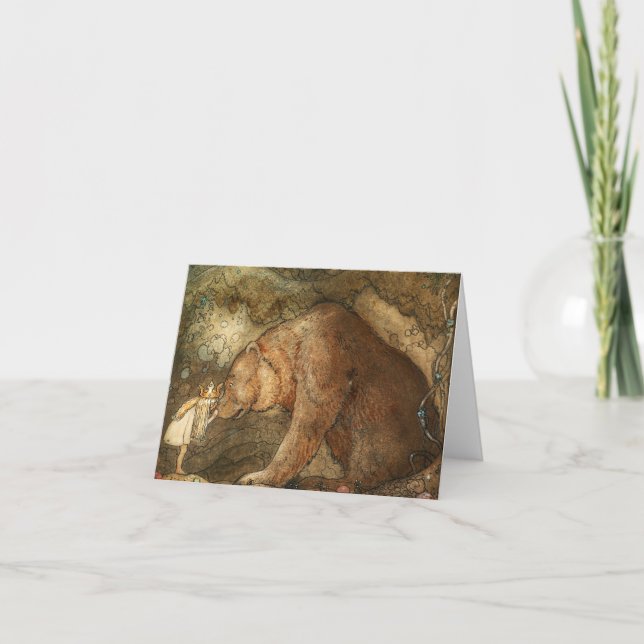 Carte De Remerciements Pauvre petite ours par John Bauer (Devant)