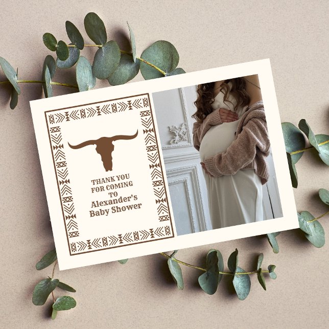 Carte De Remerciements Pays du Sud-Ouest Ranch Baby shower de l'Ouest (Créateur téléchargé)