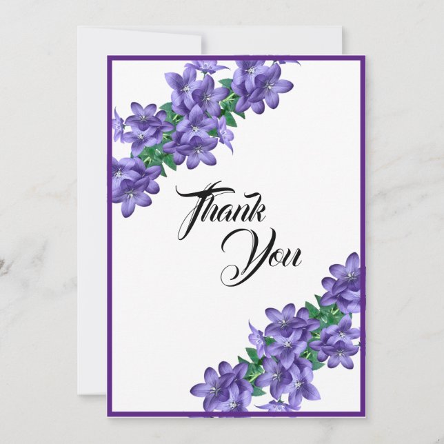 Carte De Remerciements Pays Élégant Chic Purple Floral (Devant)