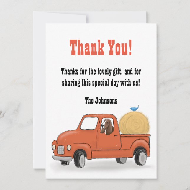 Carte De Remerciements Pays Pickup Camion Anniversaire, Personnalisable (Devant)