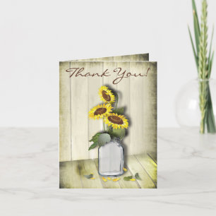 CARTE DE REMERCIEMENTS PAYS RUSTIQUE MASON JAR AVEC DES SOUFFRES
