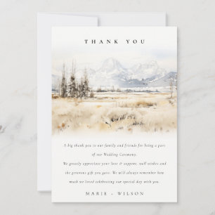Carte De Remerciements Paysage aquarelle de mariage à Jackson Hole Wyomin
