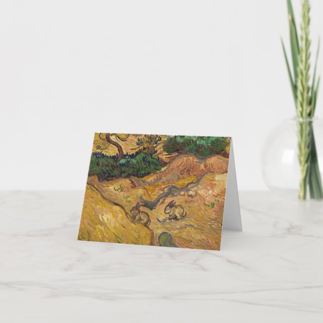 Carte De Remerciements Paysage avec lapins, 1889 par Vincent van Gogh (Devant)