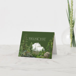 Carte De Remerciements Paysage des montagnes forestières   Mariage nature