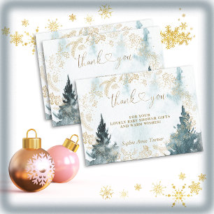 Carte De Remerciements Paysage d'hiver Baby shower d'or Calligraphie