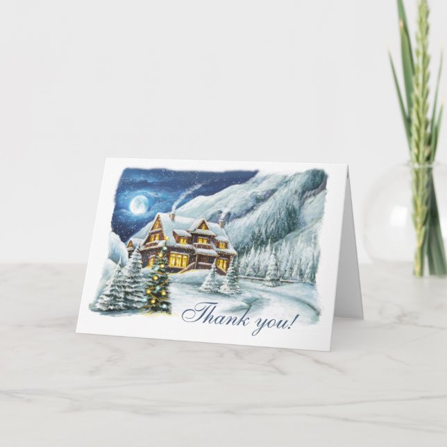 Carte De Remerciements Paysage d'hiver Fêtes de Noël d'entreprise (Devant)