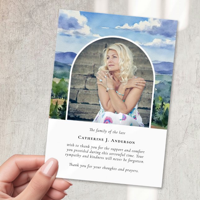 Carte De Remerciements Paysage Sky Memorial Photo Sympathy Funérailles (Créateur téléchargé)