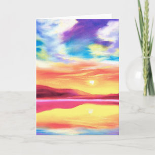 Carte De Remerciements Paysage Sunset Lake Scene - Multi