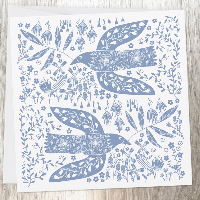 Carte De Remerciements Peace Dove Blue Bird (Blue and white peace dove bird cards)