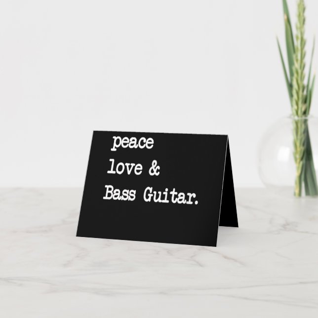 Carte De Remerciements Peace Love & Basse Guitare Musicien Guitaris (Devant)