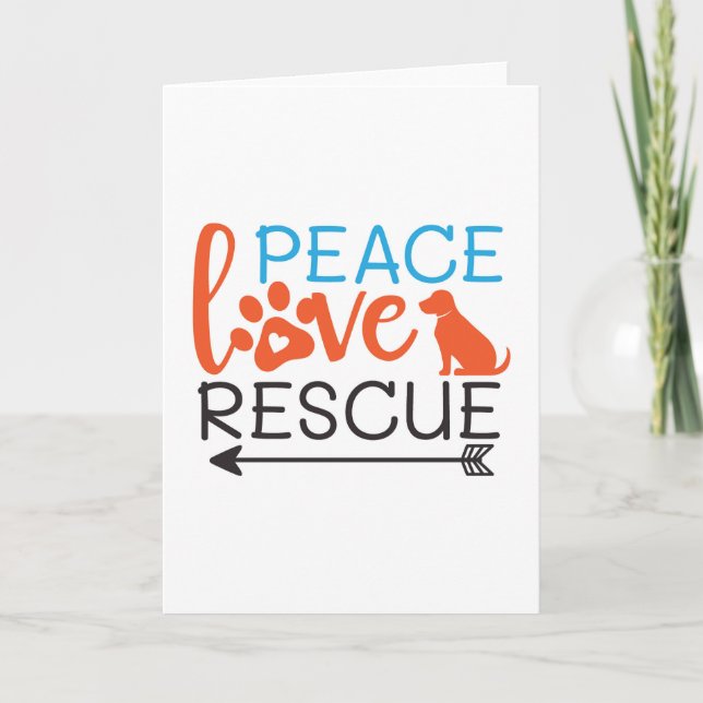 Carte De Remerciements Peace Love Secourt Chiens (Devant)