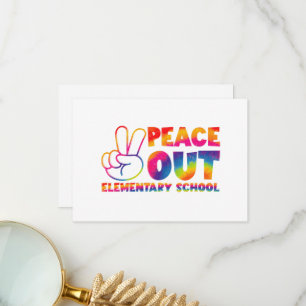 Carte De Remerciements Peace Out Élémentaire École Tie Dye Dernier jour