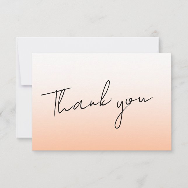 Carte De Remerciements Peach Orange Fuzz Élégant Mariage manuscrit (Devant)