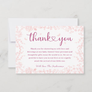 Carte De Remerciements Peach Pink Garden Chinoiserie Baby shower