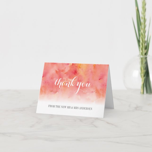 Carte De Remerciements Peach Watercolor Photo personnalisée (Devant)