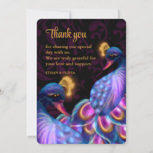 Carte De Remerciements Peacock Jewel Tones Mariage Floral Moody violet