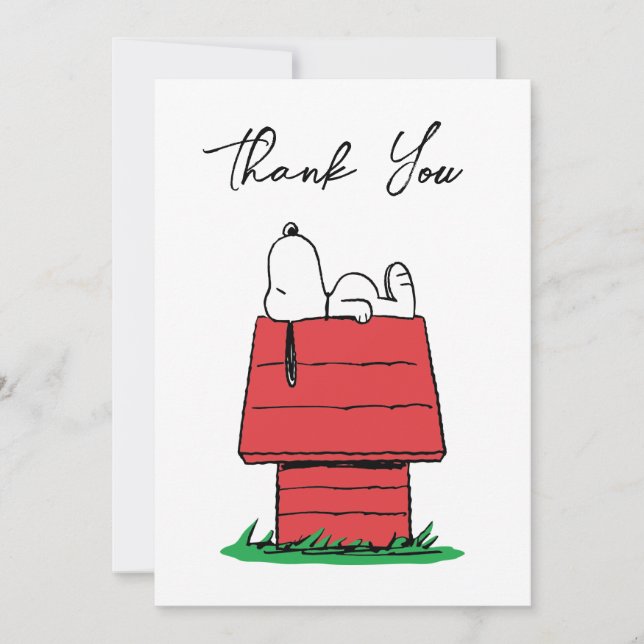Carte De Remerciements Peanuts Snoopy Dog House | BABY SHOWER (Devant)