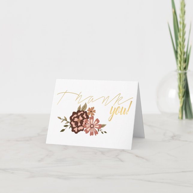 Carte De Remerciements Pêche Whimsical Brown Motif Fleurs Vins (Devant)