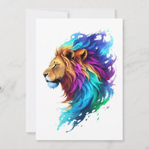Carte De Remerciements Peinture à éclaboussures sur la tête d'un lion